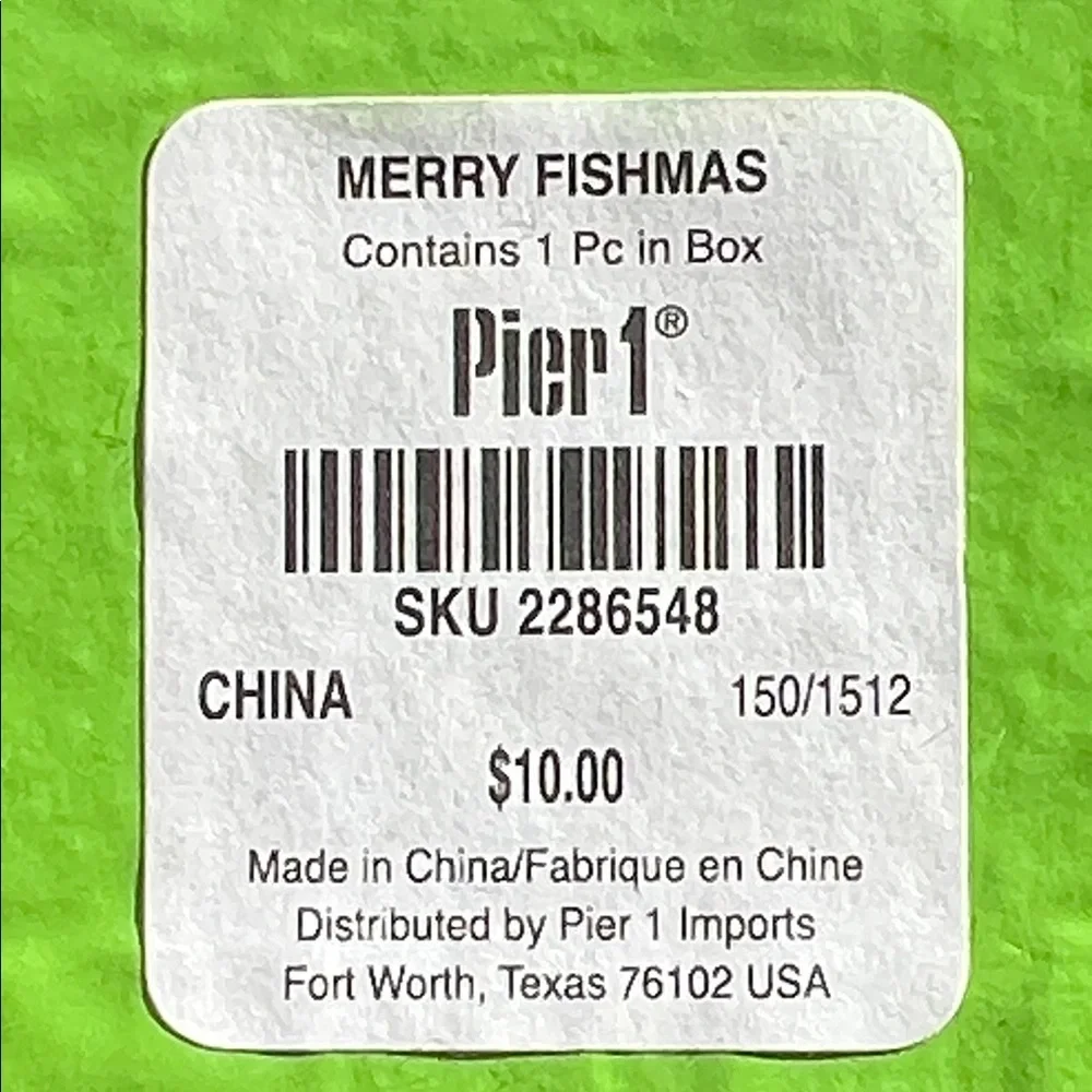 Merry Fishmash Pier 1 Vibrant Blue and Pink Holiday Ornament